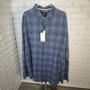 NWT Wind River Men's Size 4XL Medium Blue Plaid Stretch Button Front Shirt